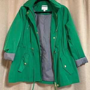 Charter Club Vibrant Green Utility Jacket with Gold Accents